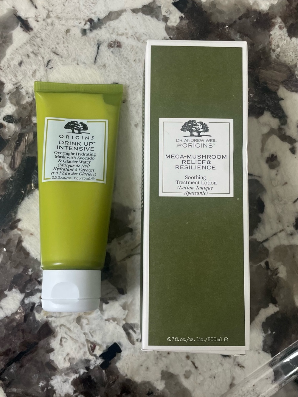 Origins Mega-Mushroom Soothing Treatment Lotion & Drink Up Overnight Mask